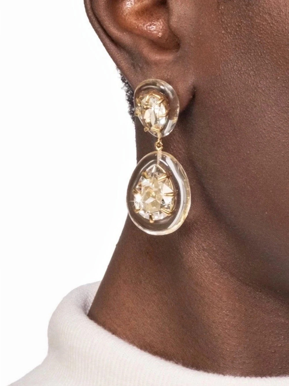 Alexis Bittar Bonbon Crystal Lucite Teardrop Post Earrings Clear OC01